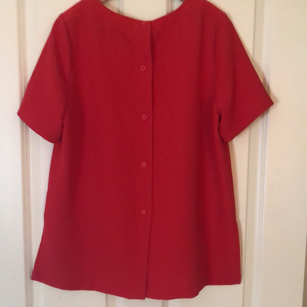 Tomato Red Blouse Button Down The Back. - image 2
